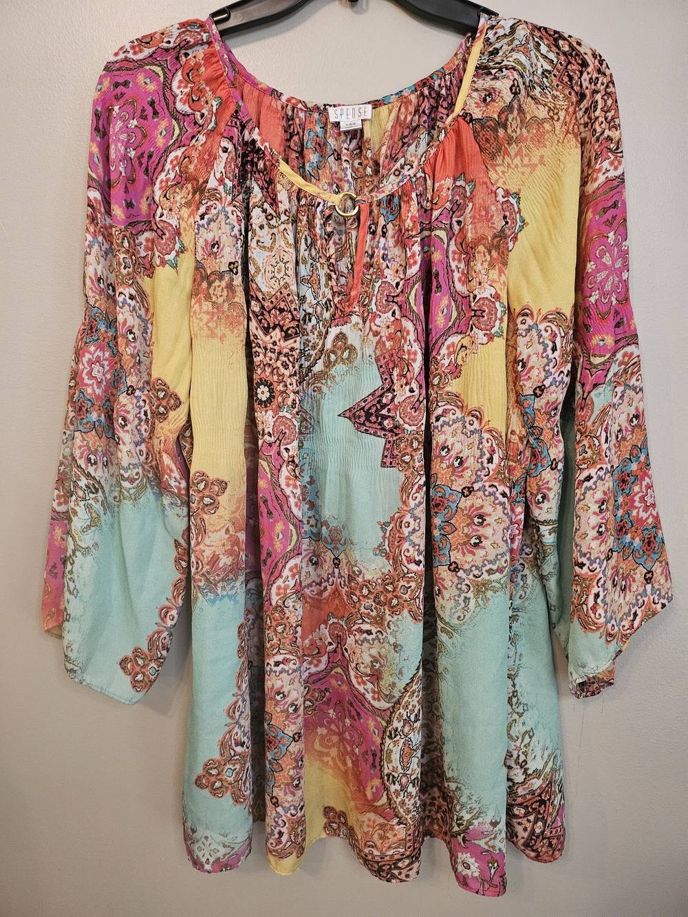 Spense Multicolor Paisley Tunic — Pink, Yellow, Aqua